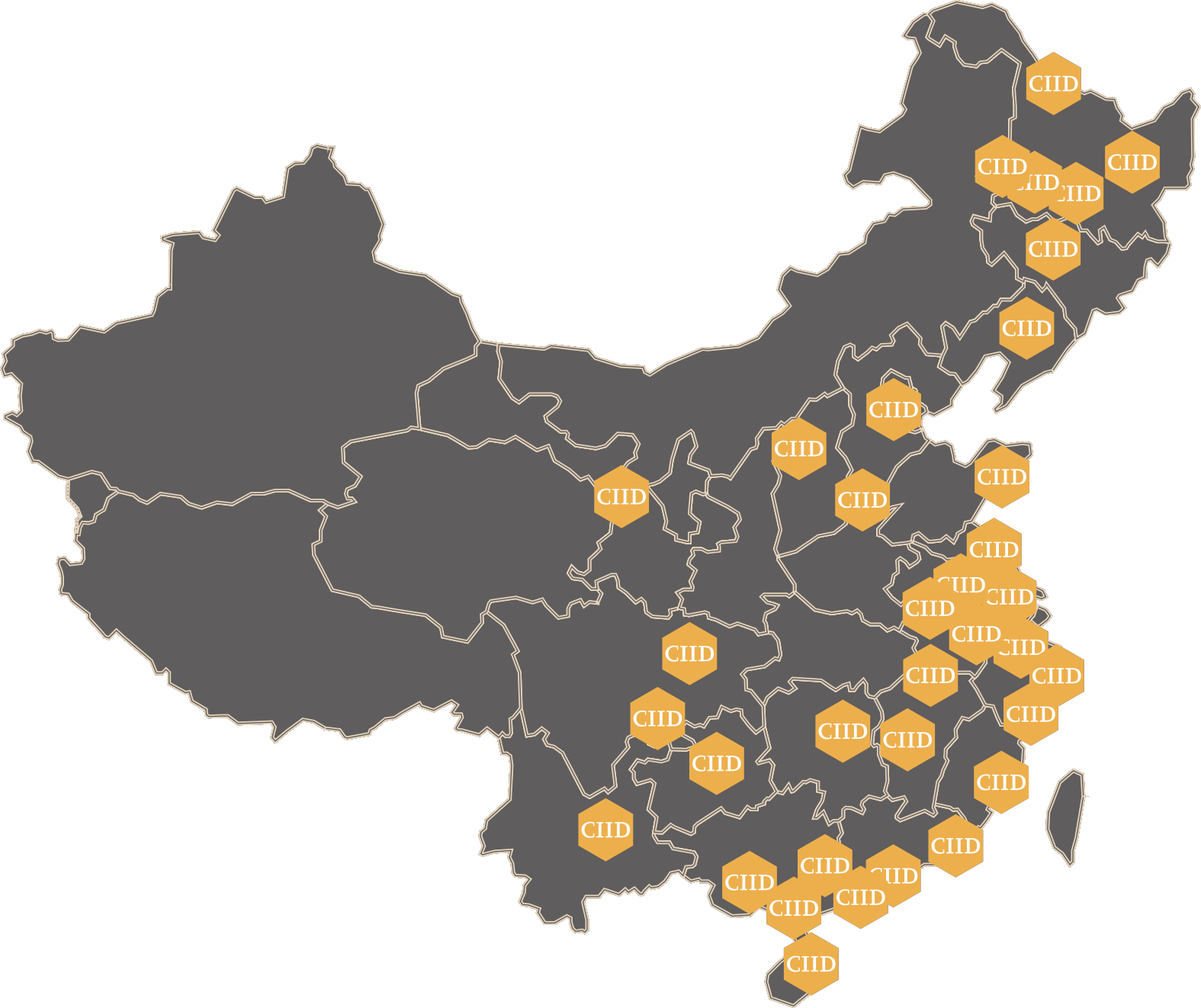 CIID全国城市中心分布图